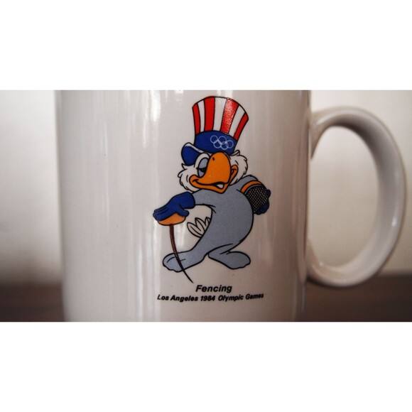 Vintage Sam The Olympic Eagle Fencing 1984 Olympic Games Los Angeles Coffee Mug - Picture 2 of 3